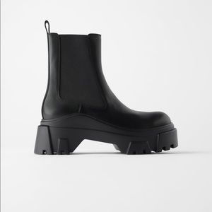 Zara black lug sole platform ankle boots